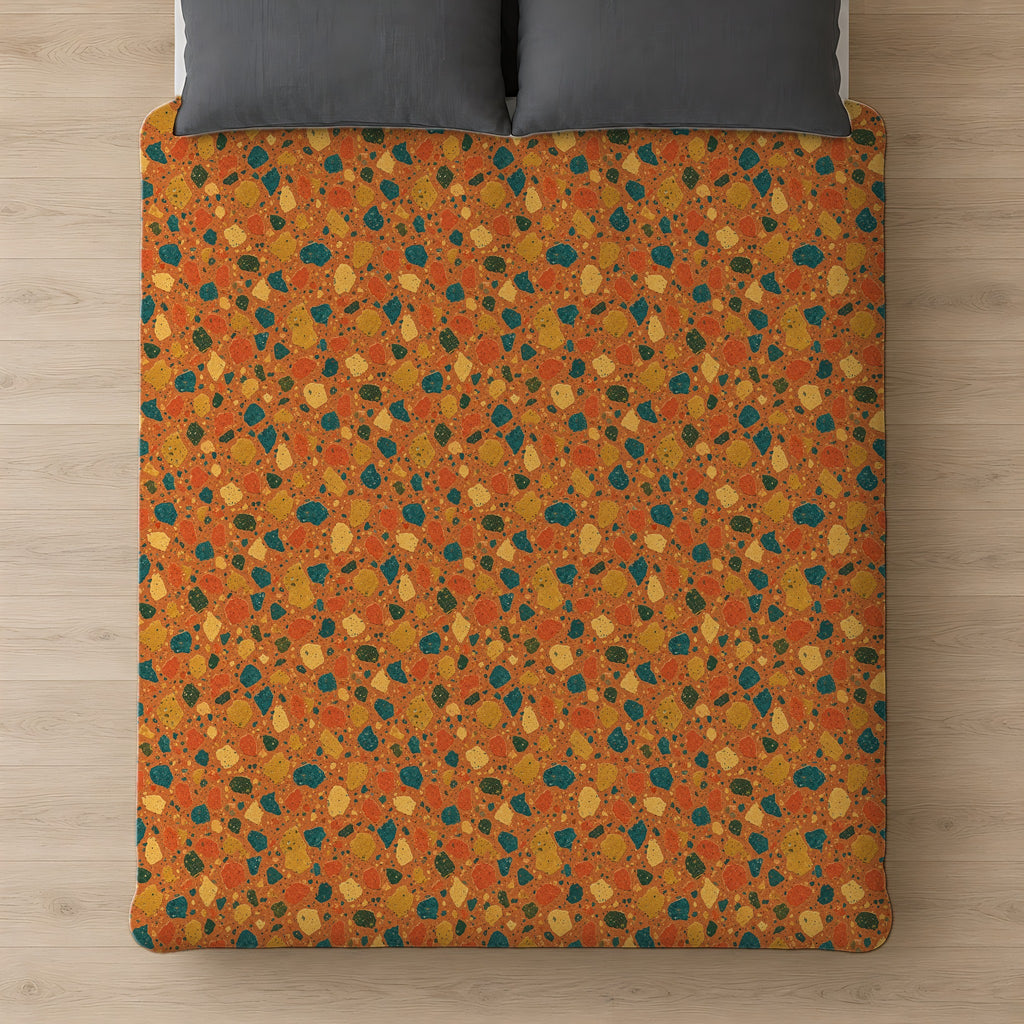 Macro Chip Mix Cotton Duvet Cover on a bed, seen from above