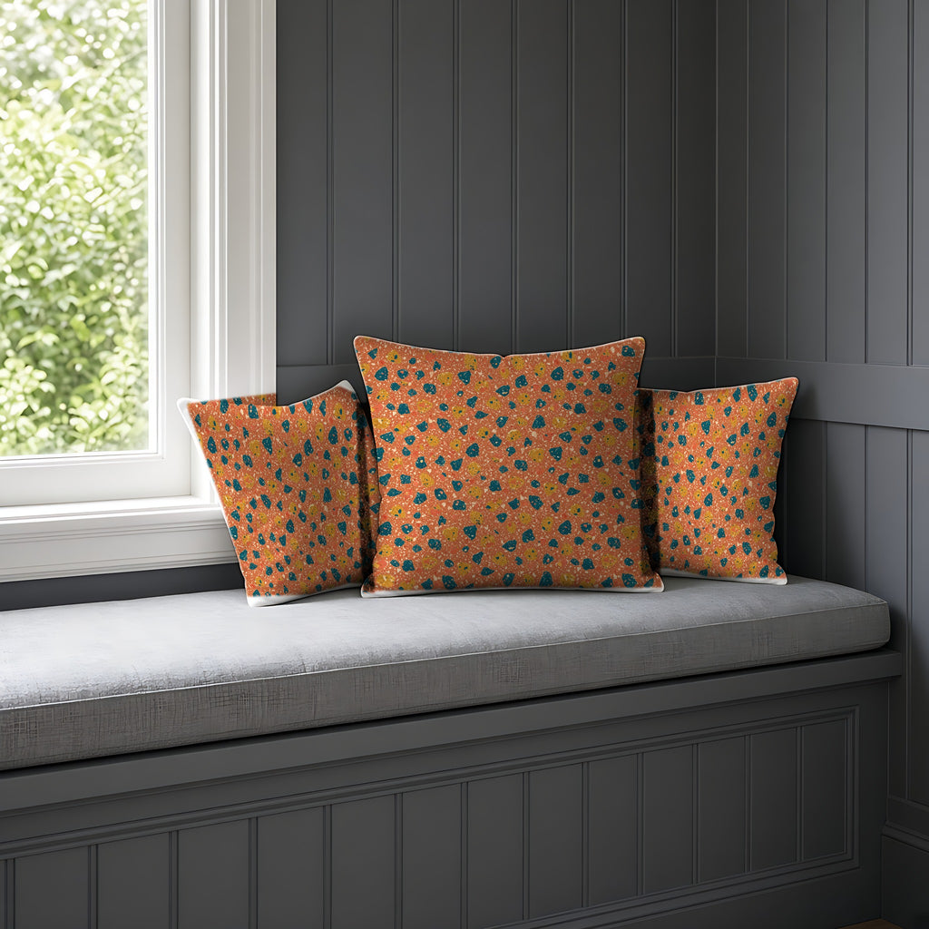 Two-Scale Chips Faux Suede Cushion on a window seat