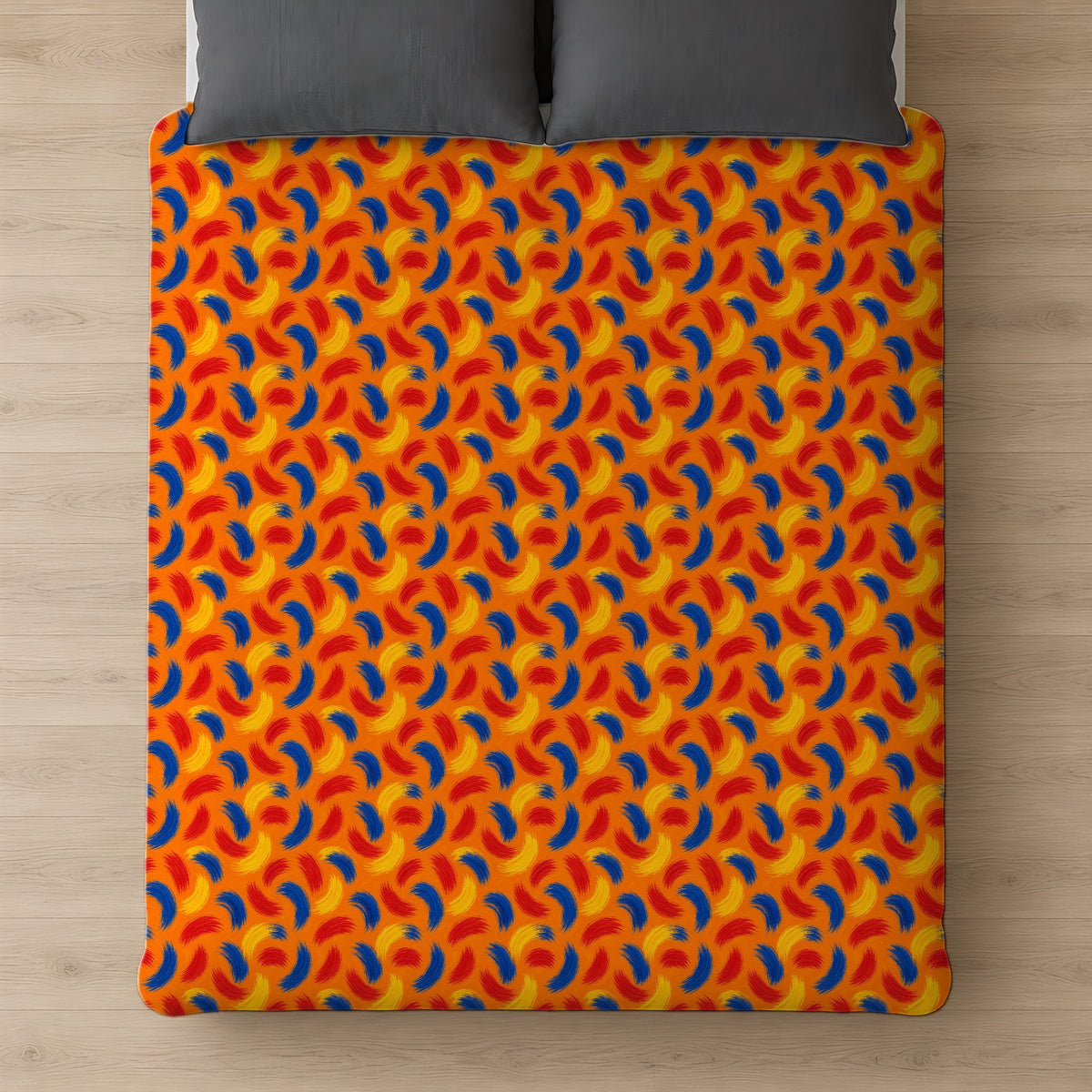 Sweeping Arcs Comforter on a bed, seen from above