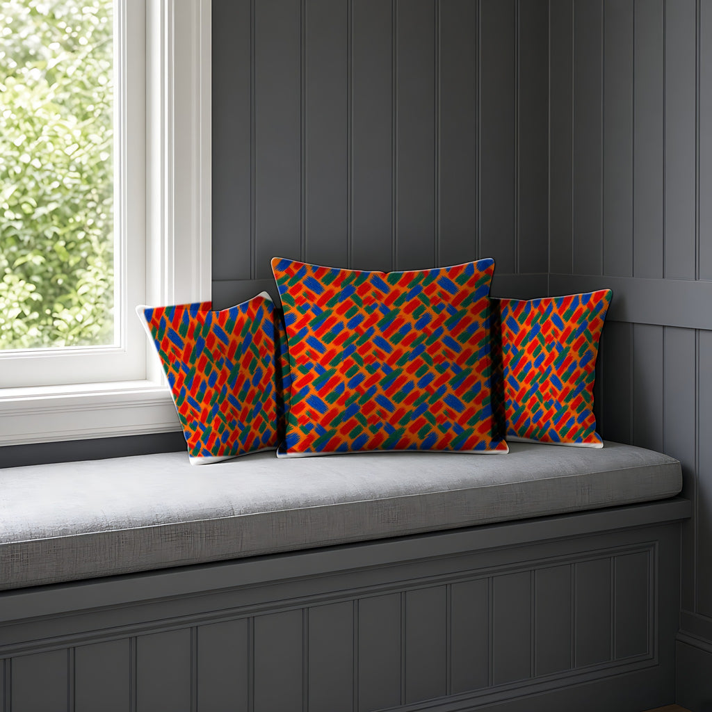 Flat Brush Bands Faux Suede Cushion on a window seat