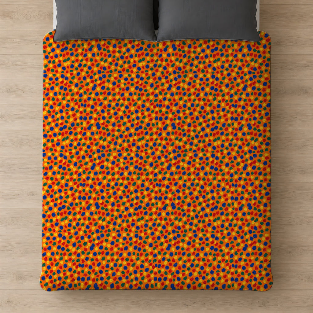 Stippled Dabs Comforter on a bed, seen from above