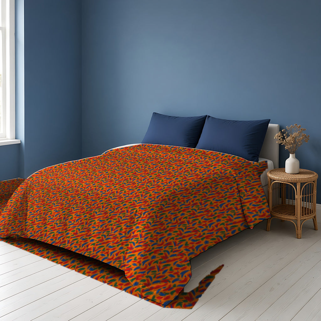 Layered Gesture Scribbles Comforter on a bed in a Scandinavian blue bedroom