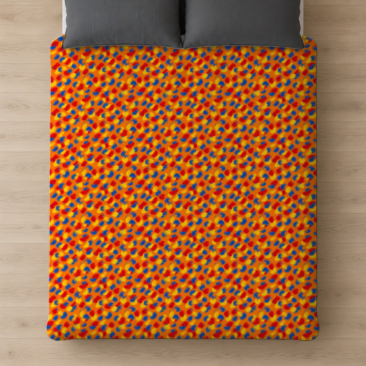 Wet Stroke Blends Cotton Duvet Cover on a bed, seen from above