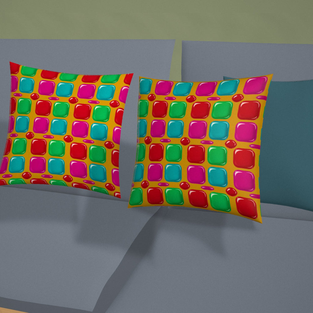 Giant Puffy Glass Cushions Faux Suede Cushion styled on a sofa