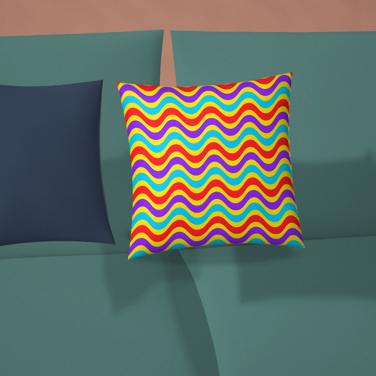 Wide Wave Interference Faux Suede Cushion styled on a sofa