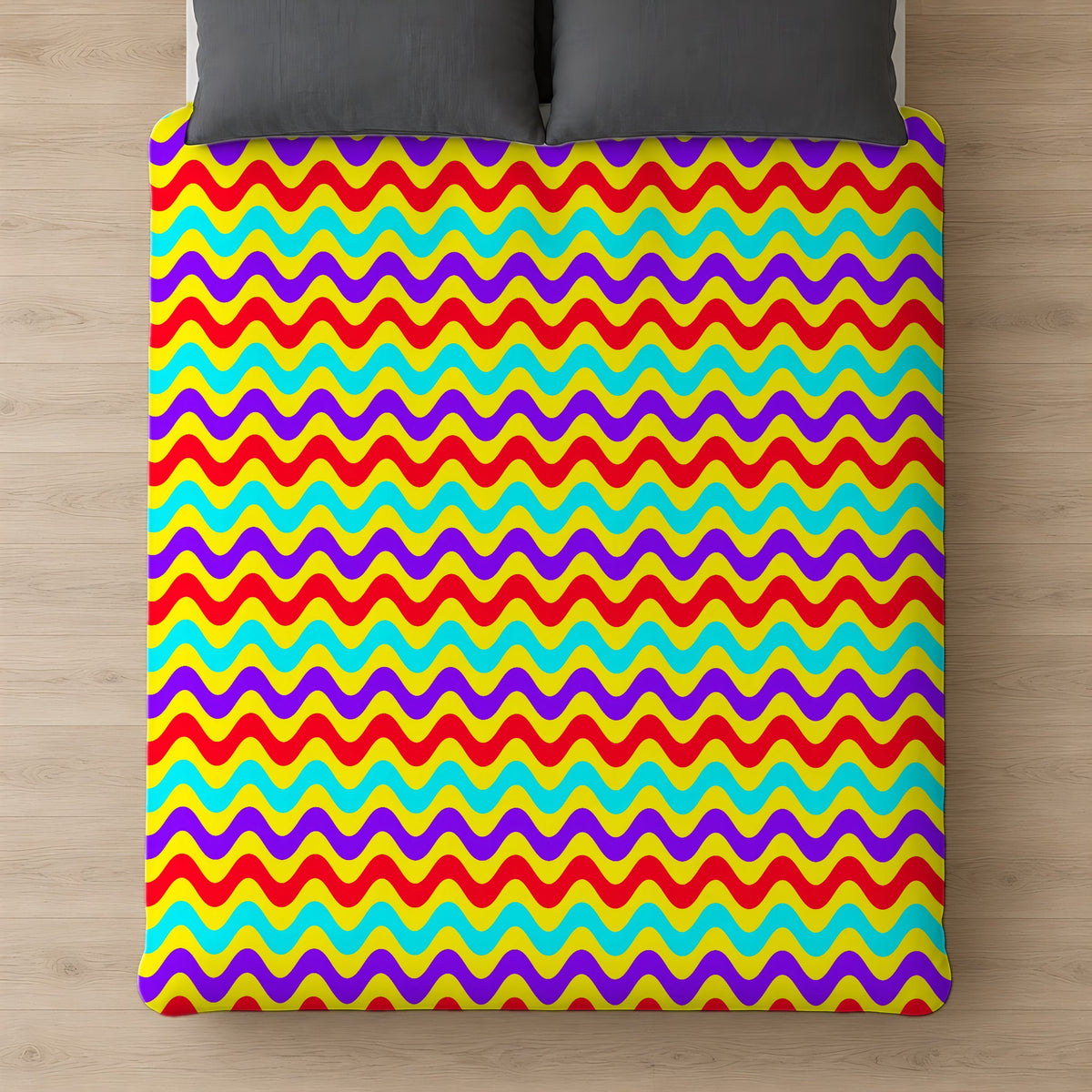 Big Ripple Chevrons Comforter on a bed, seen from above
