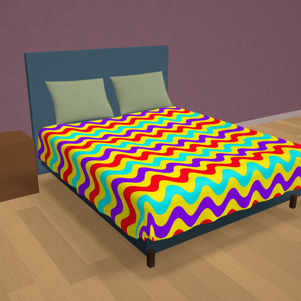 Big Ripple Chevrons Cotton Duvet Cover on a made bed