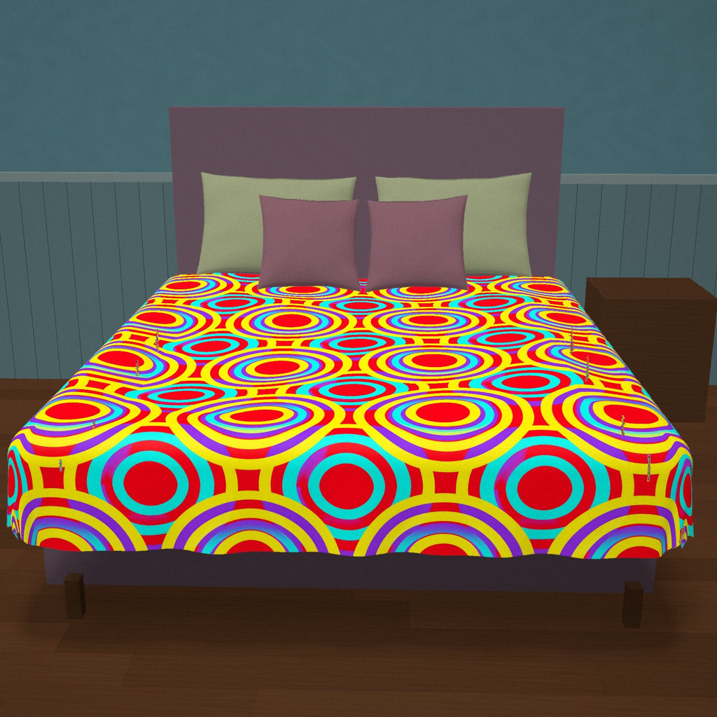 Interlocking Ring Ripples Cotton Duvet Cover on a made bed