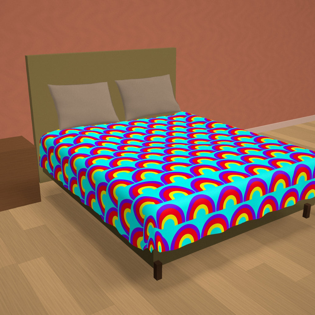 Chromatic Scallop Ripple Cotton Duvet Cover on a made bed