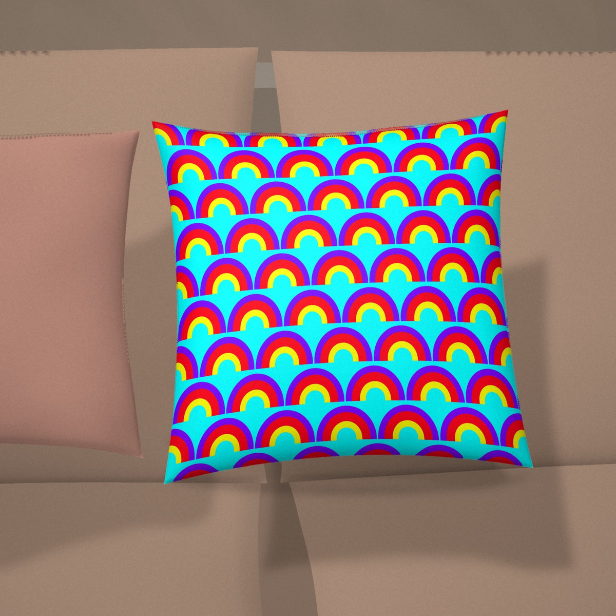 Chromatic Scallop Ripple Faux Suede Cushion styled on a sofa