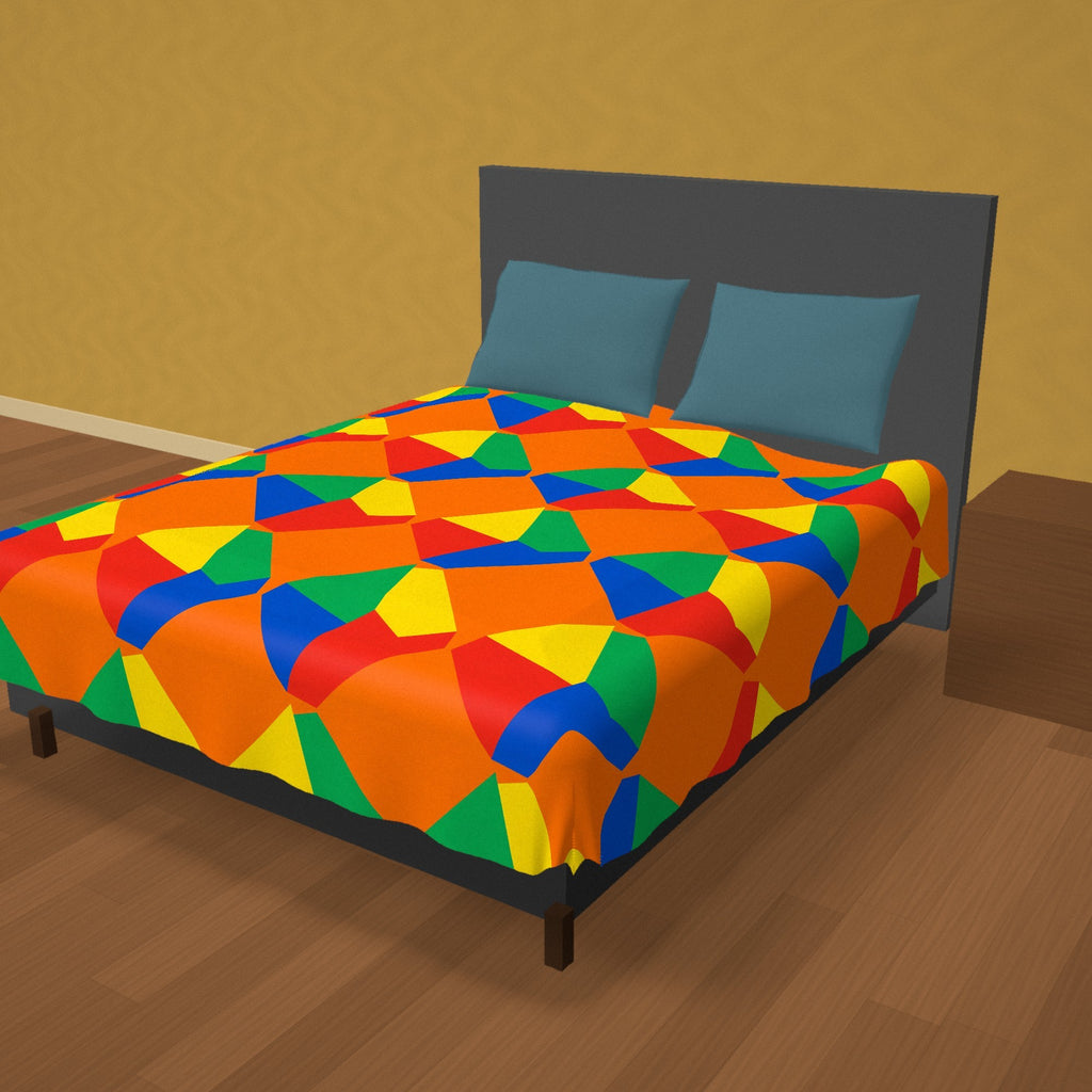 Grand Fractured Rhombus Cotton Duvet Cover on a made bed