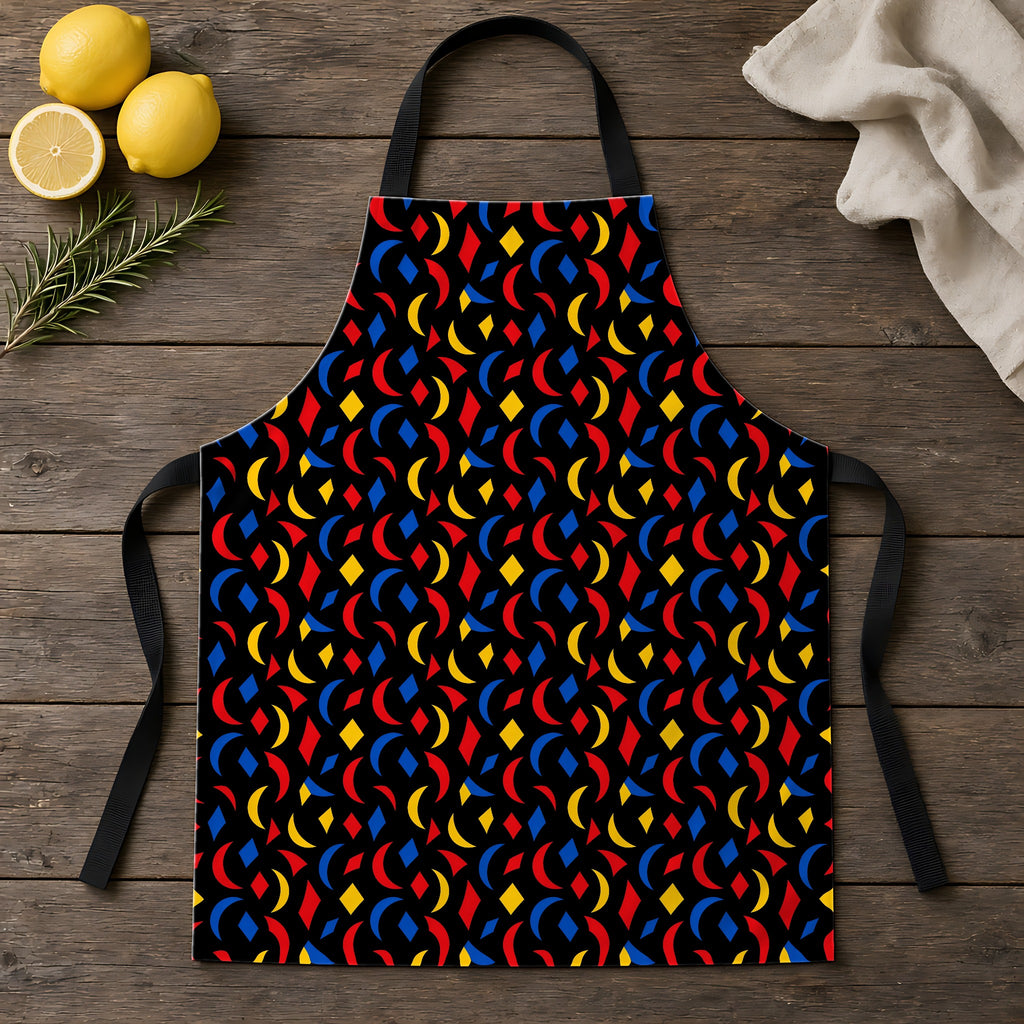 Crescent Scatter Apron laid flat on a rustic wooden table