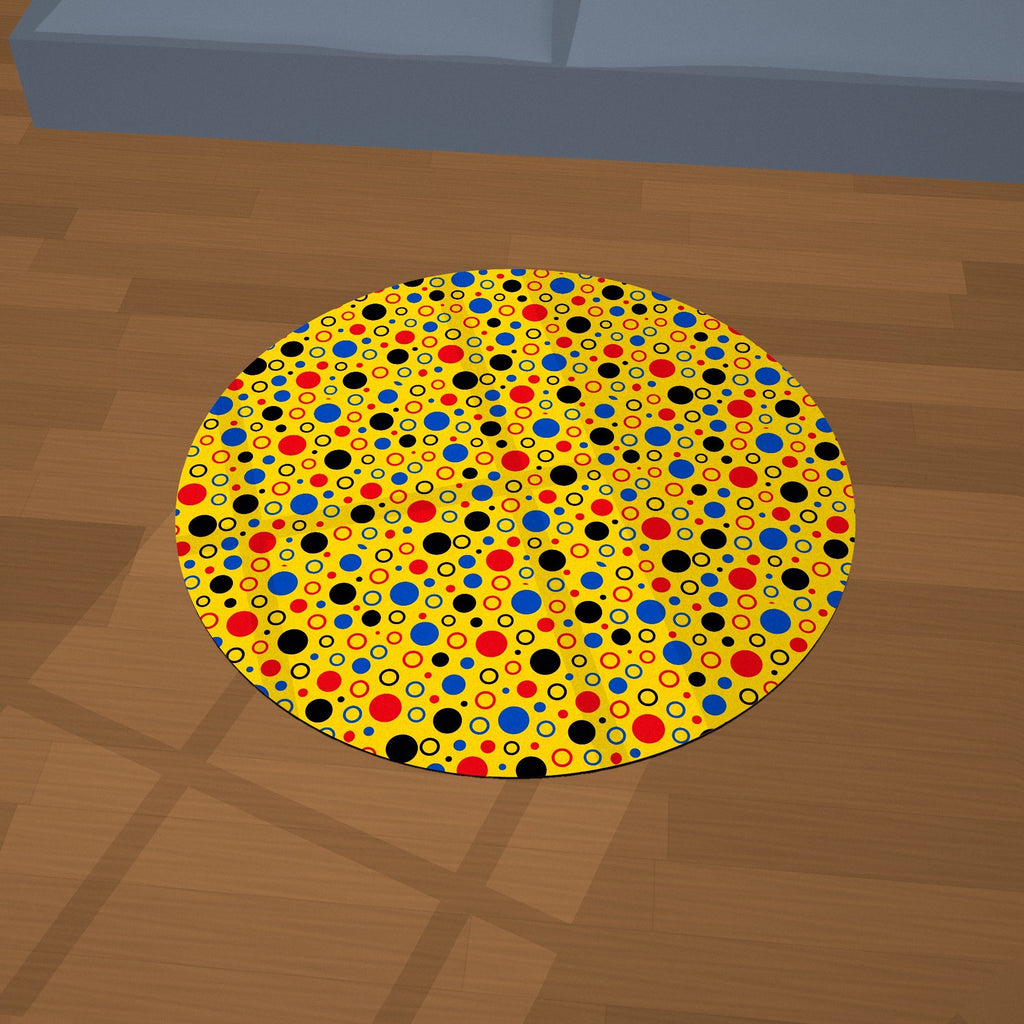 Bubble Outlines Outdoor Rug on a styled floor