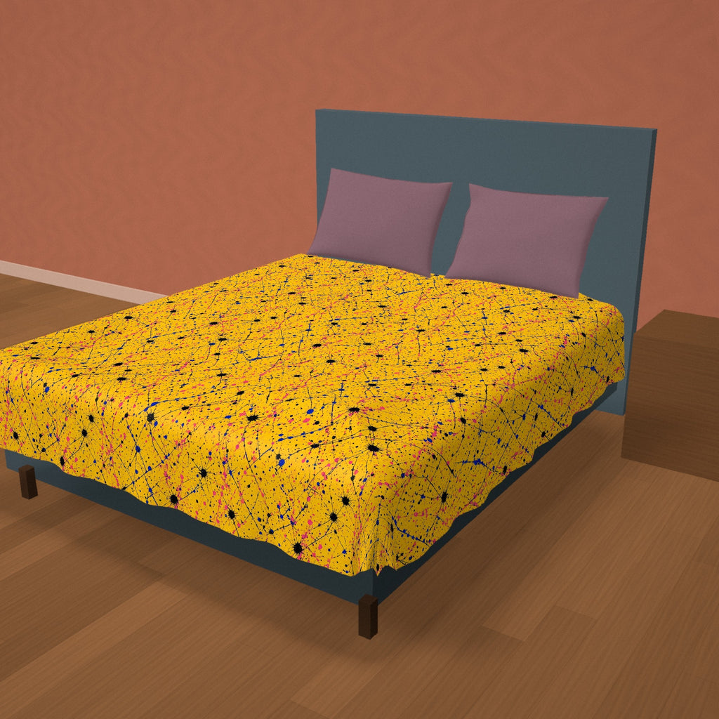 Drip Trails Cotton Duvet Cover on a made bed
