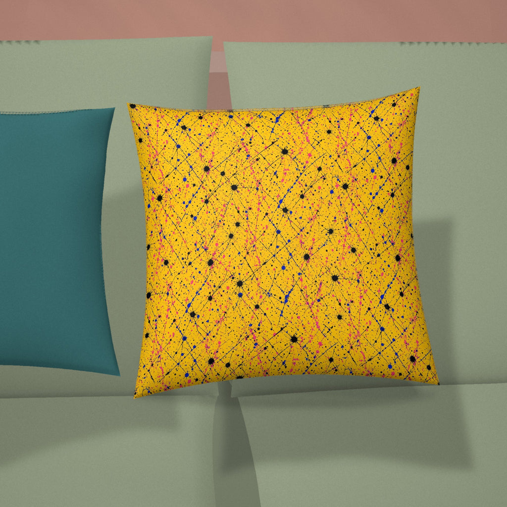Drip Trails Faux Suede Cushion styled on a sofa