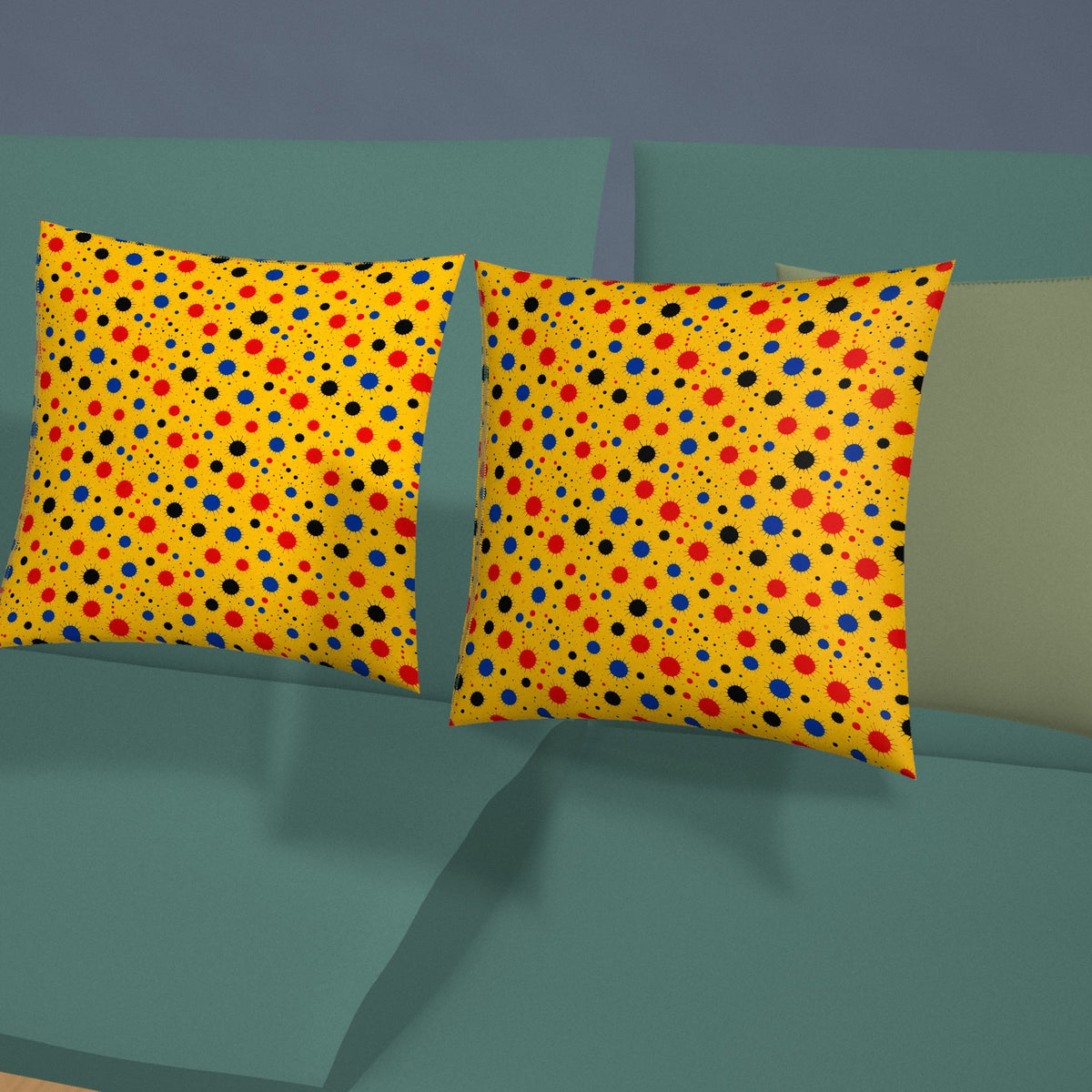 Blot Burst Faux Suede Cushion styled on a sofa