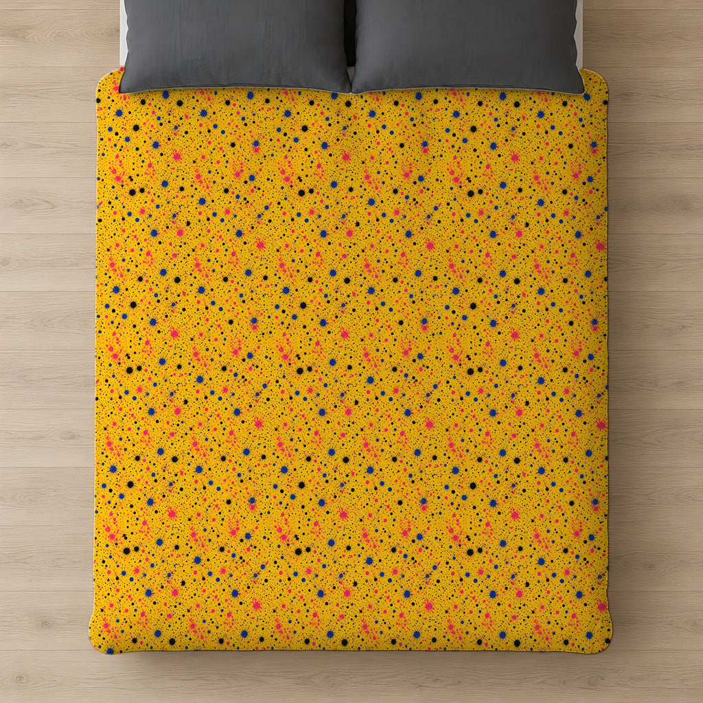 Pink Spray Field Cotton Duvet Cover on a bed, seen from above