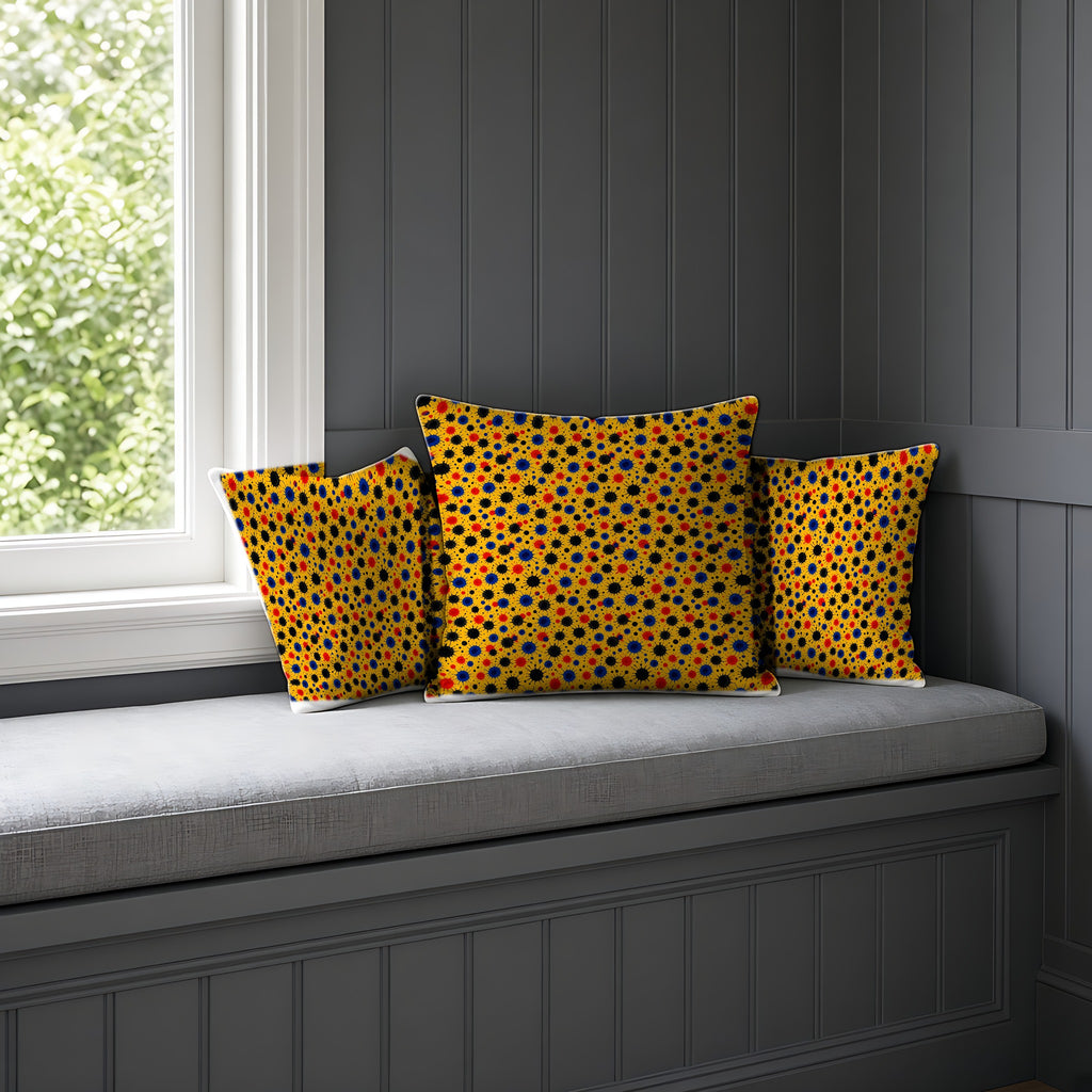 Wet Ink Pools Faux Suede Cushion on a window seat