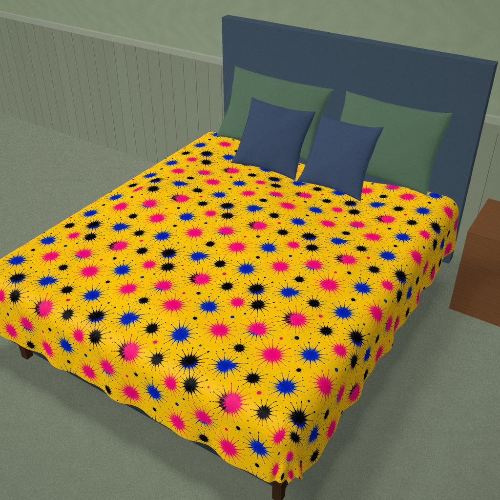 Splash Crowns Cotton Duvet Cover on a made bed