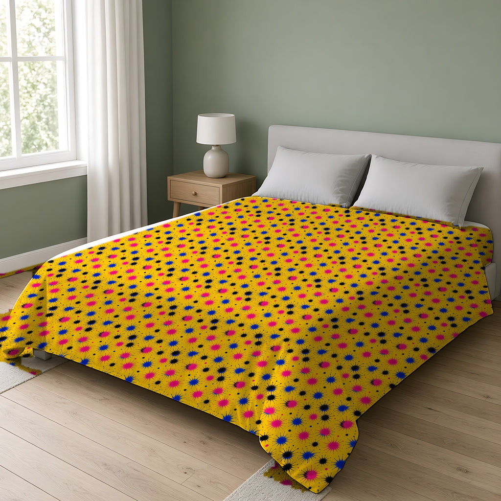 Splash Crowns Cotton Duvet Cover on a double bed in a bright sage-green bedroom