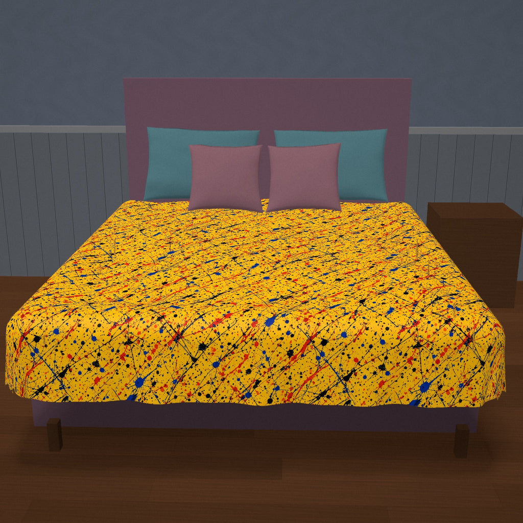 Flick Lines Cotton Duvet Cover on a made bed