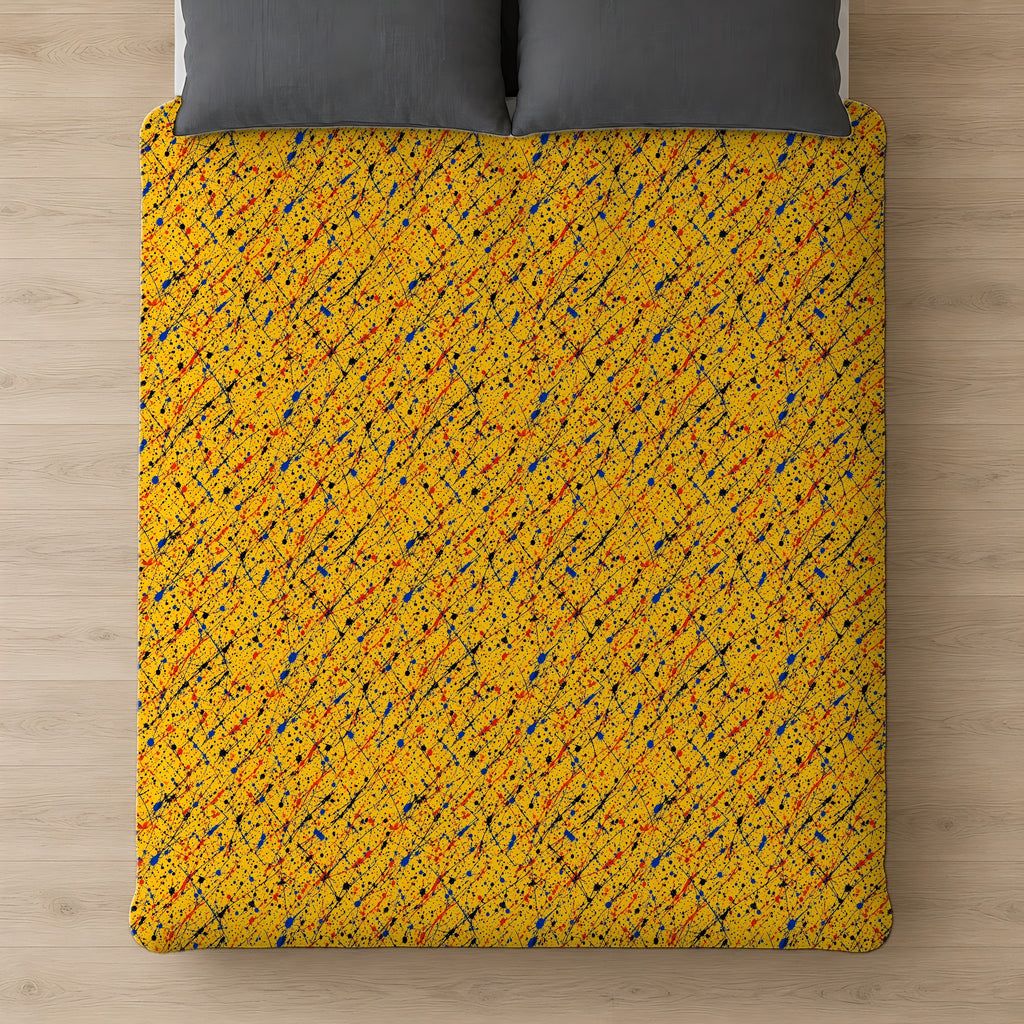 Flick Lines Cotton Duvet Cover on a bed, seen from above