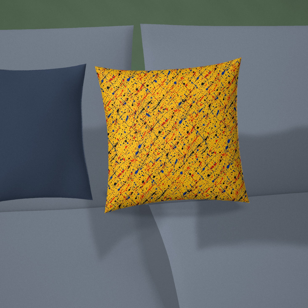 Flick Lines Faux Suede Cushion styled on a sofa