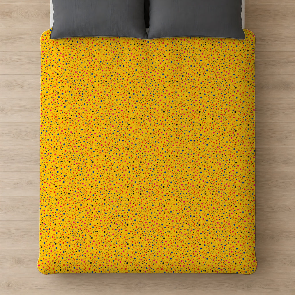 Confetti Spatter Cotton Duvet Cover on a bed, seen from above