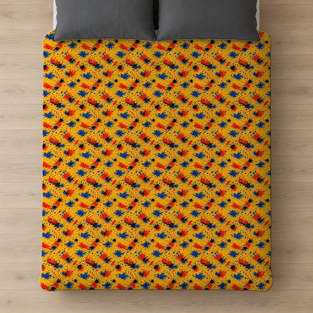 Dragged Smears Cotton Duvet Cover on a bed, seen from above