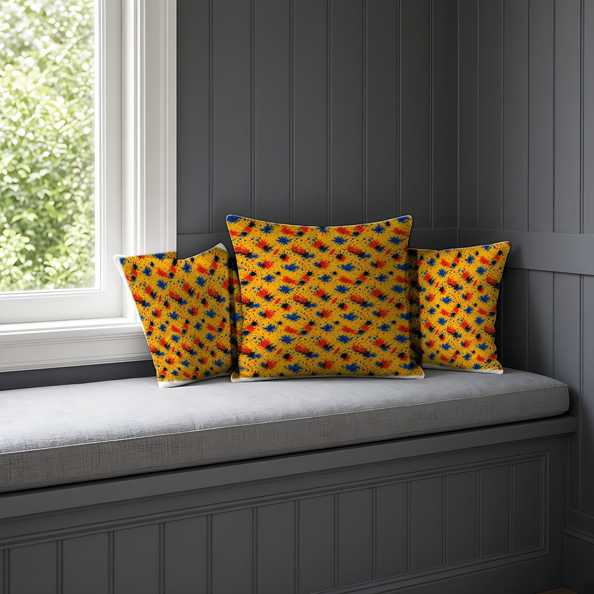 Dragged Smears Faux Suede Cushion on a window seat