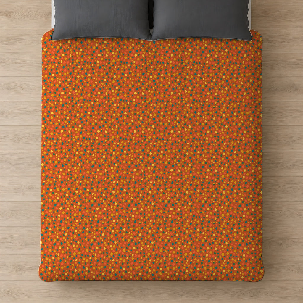 Confetti Aggregate Cotton Duvet Cover on a bed, seen from above