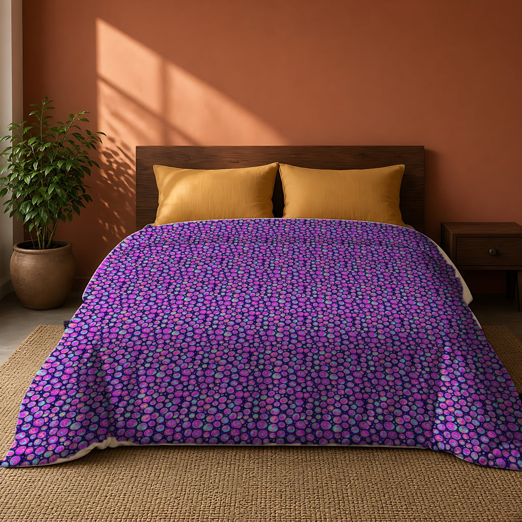 Opal Bubble Cells Cotton Duvet Cover on a king bed against a warm terracotta wall