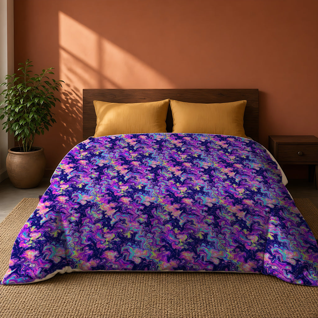 Opal Lava Marble Comforter on a king bed against a warm terracotta wall