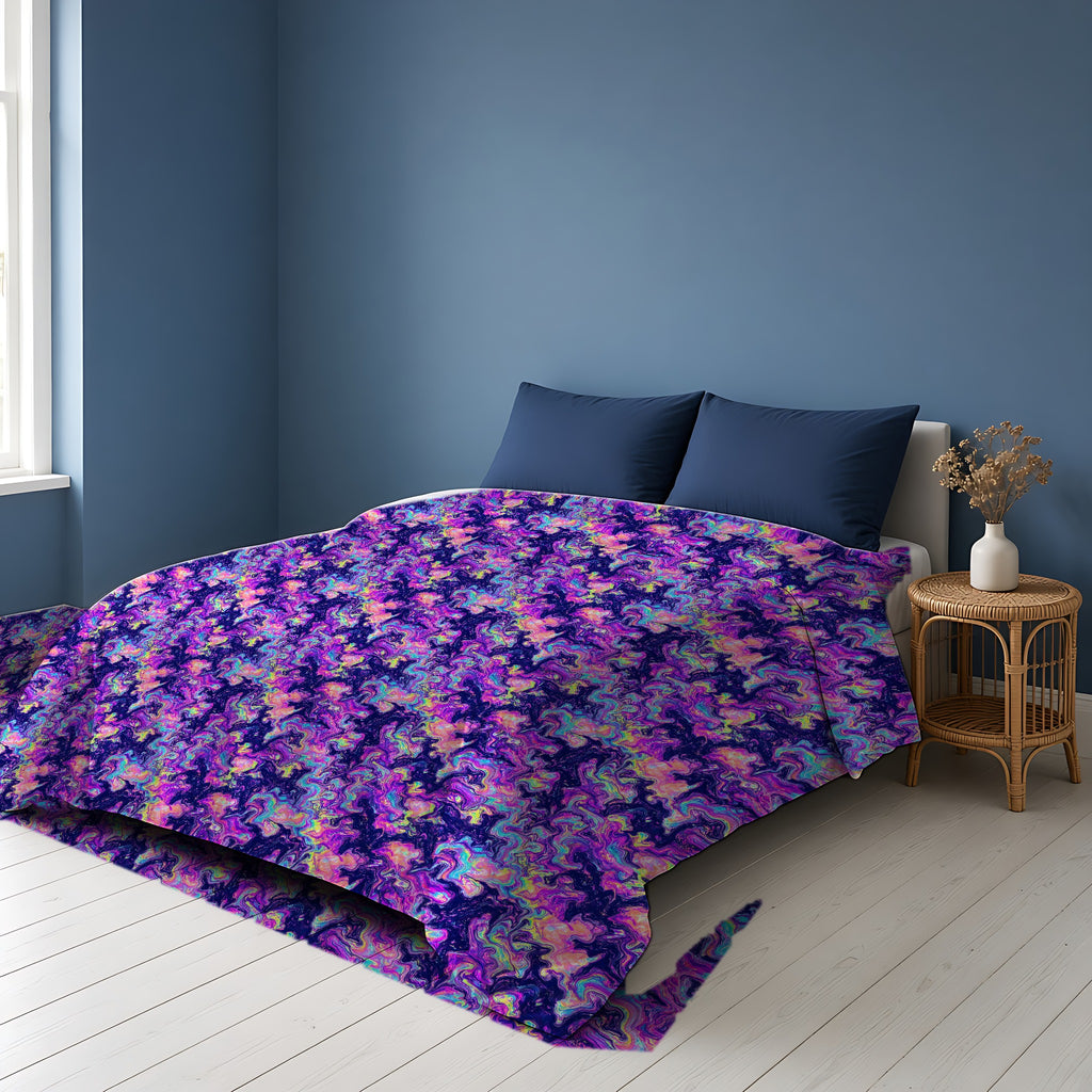 Opal Lava Marble Comforter on a bed in a Scandinavian blue bedroom