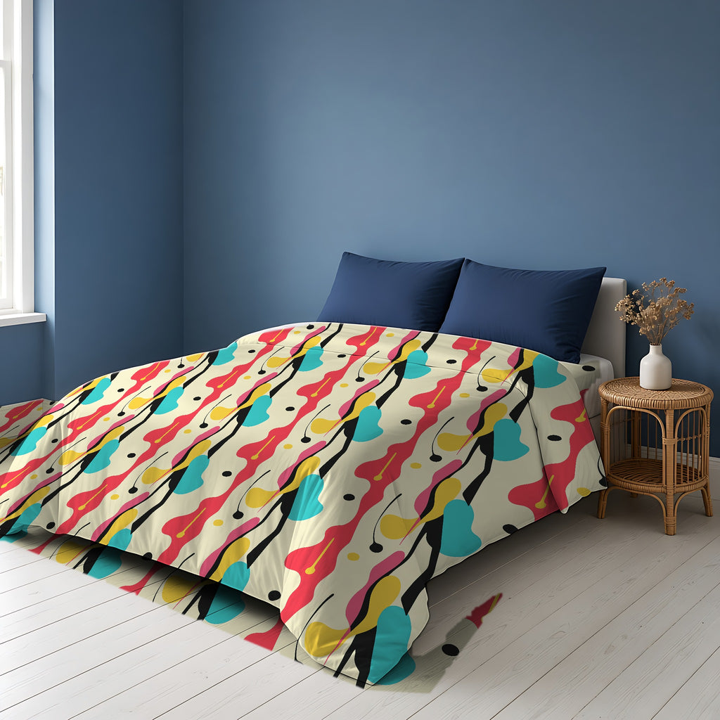 Cut-Out Blobs Cotton Duvet Cover on a bed in a Scandinavian blue bedroom