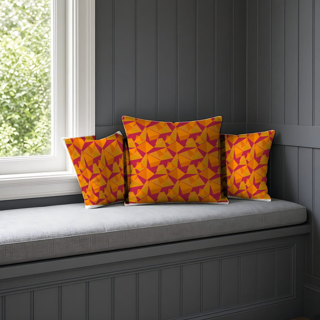 Faceted Gold Panels Faux Suede Cushion on a window seat