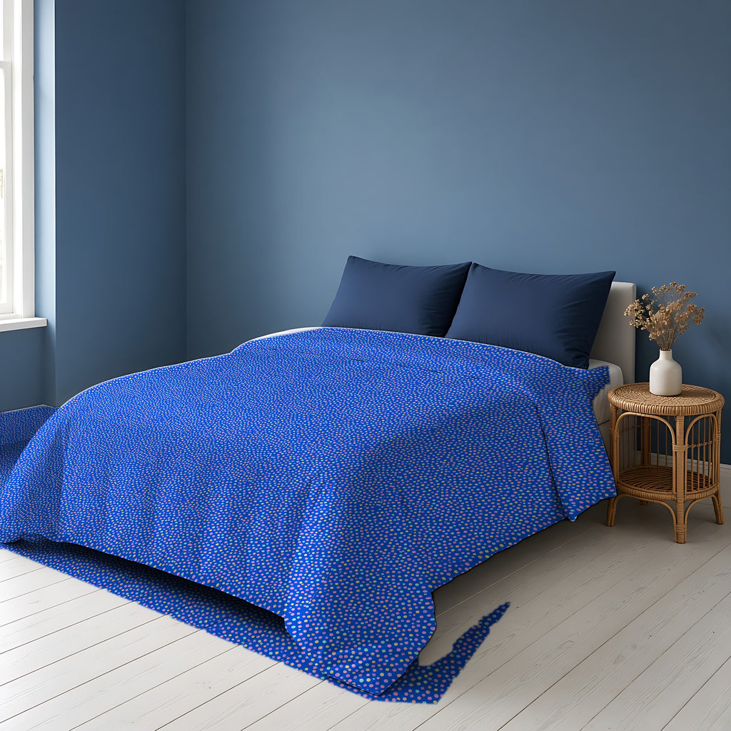 Sugar Confetti Cotton Duvet Cover on a bed in a Scandinavian blue bedroom