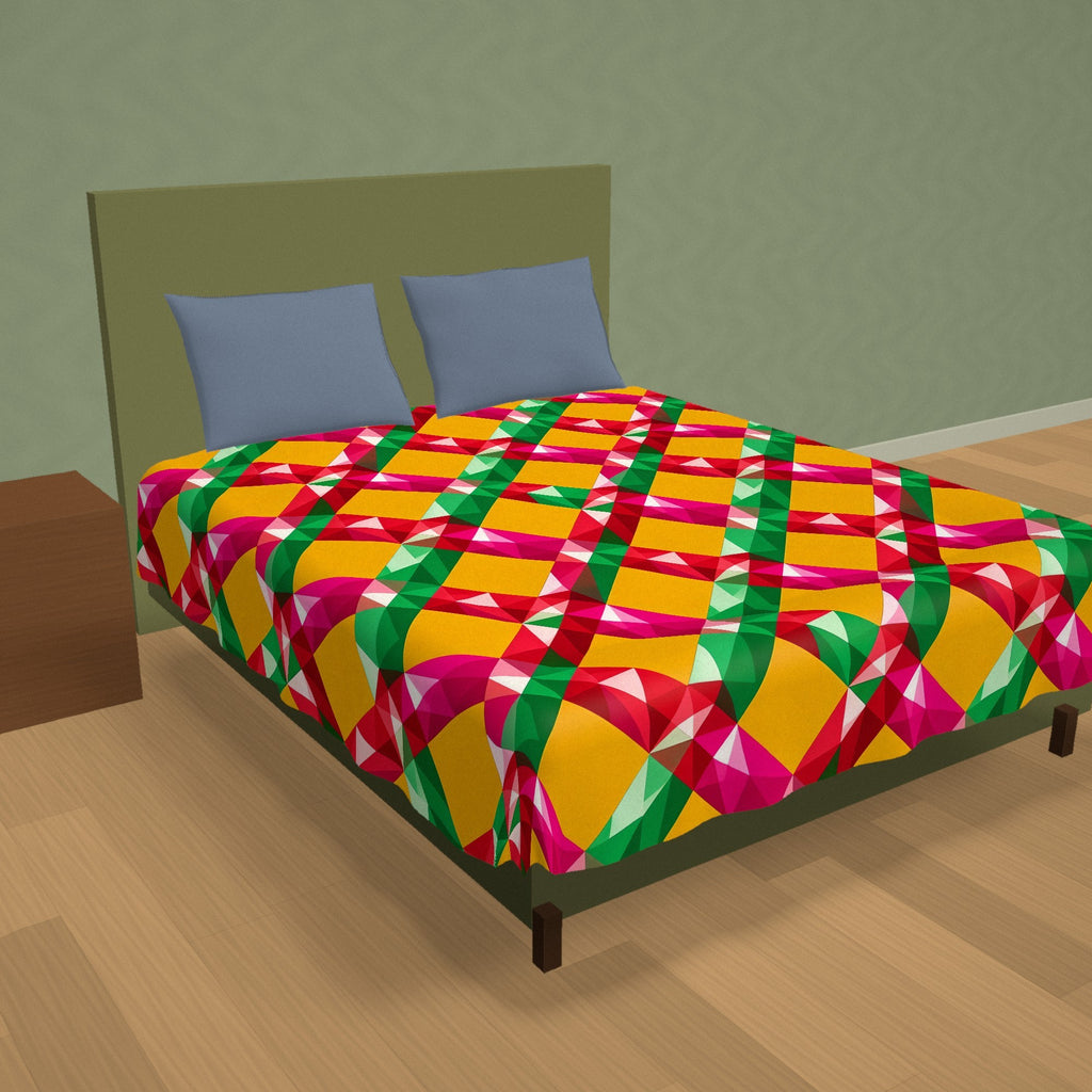 Big Jewel Prism Weave II Cotton Duvet Cover on a made bed
