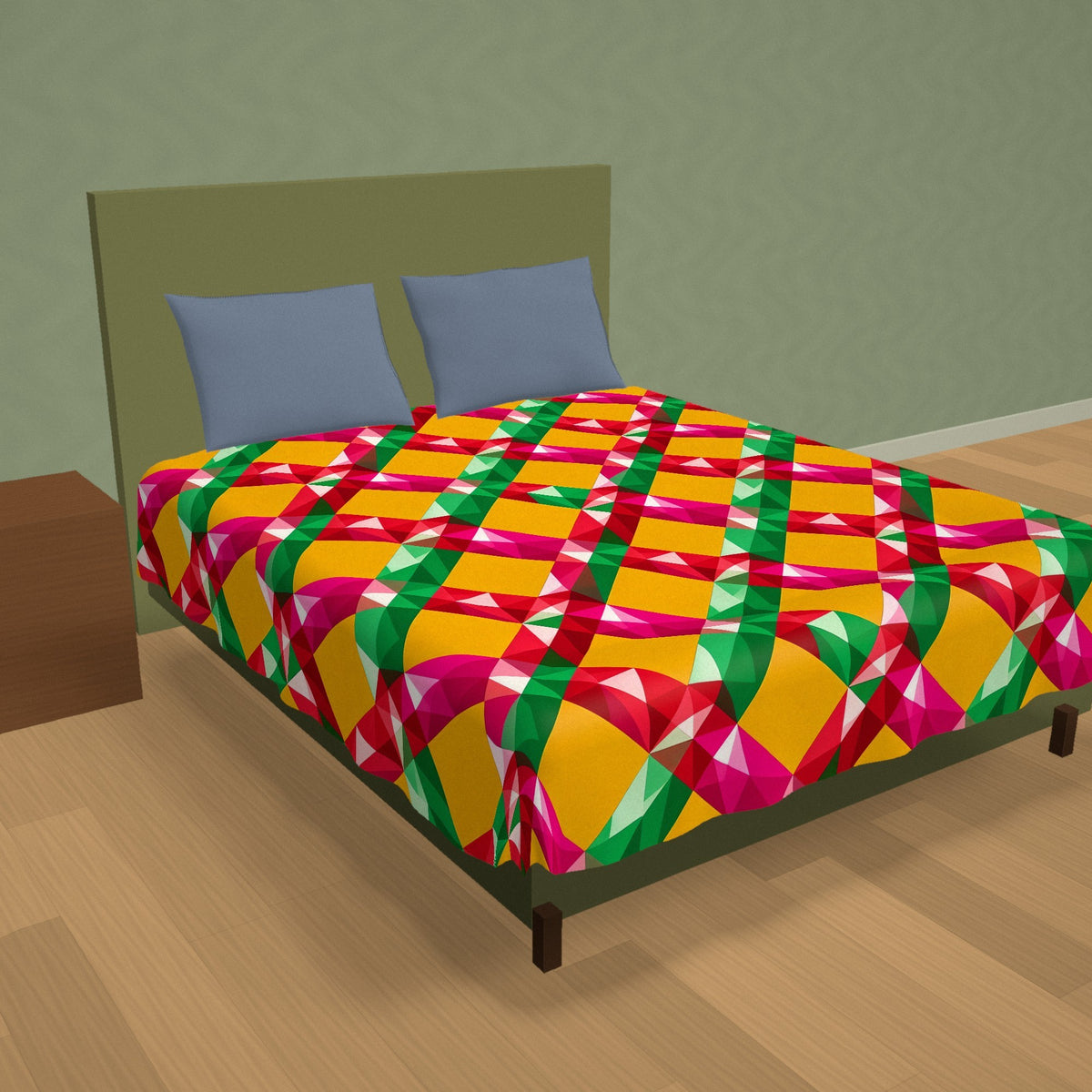 Big Jewel Prism Weave II Cotton Duvet Cover on a made bed