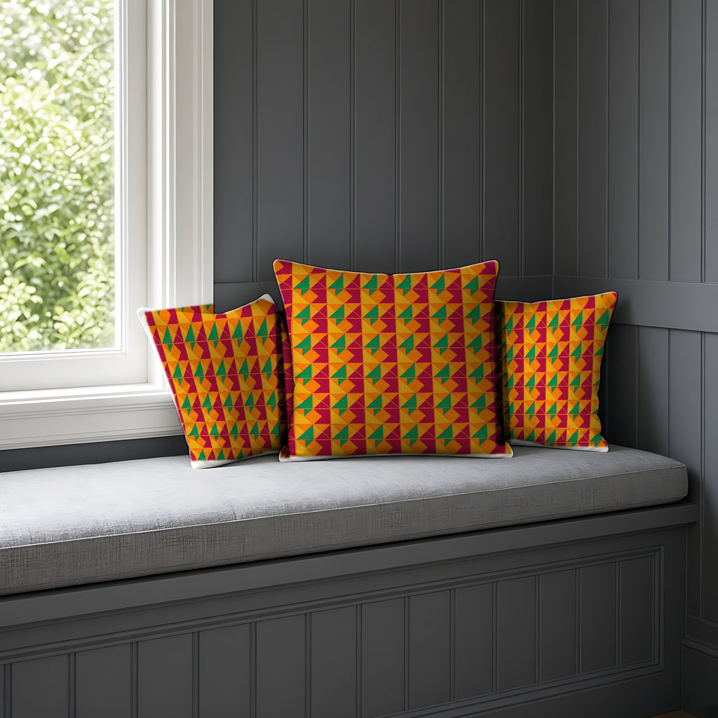 Jewel Block Quilt Faux Suede Cushion on a window seat