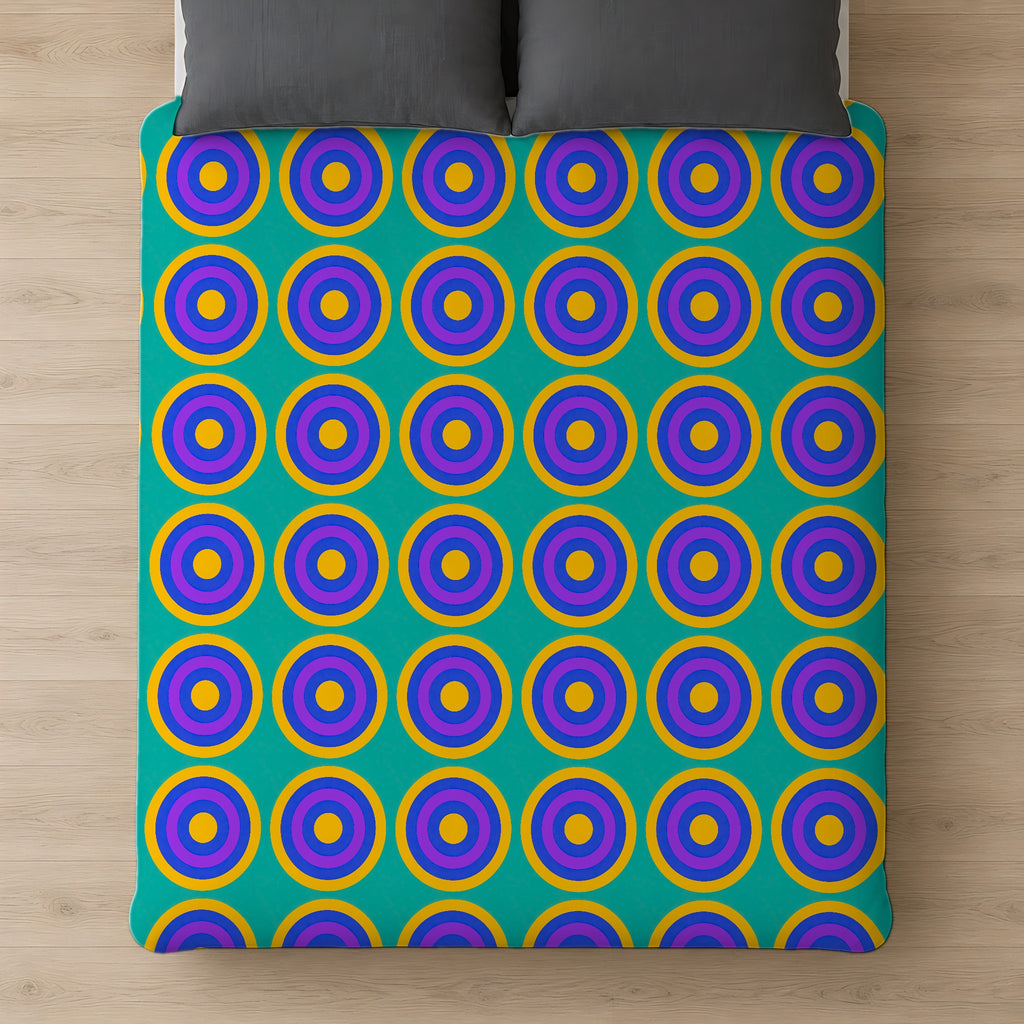 Mega Ring Grid Comforter on a bed, seen from above