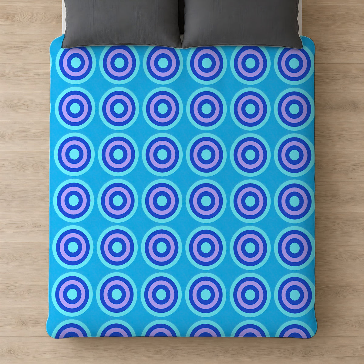 Mega Ring Grid Comforter on a bed, seen from above