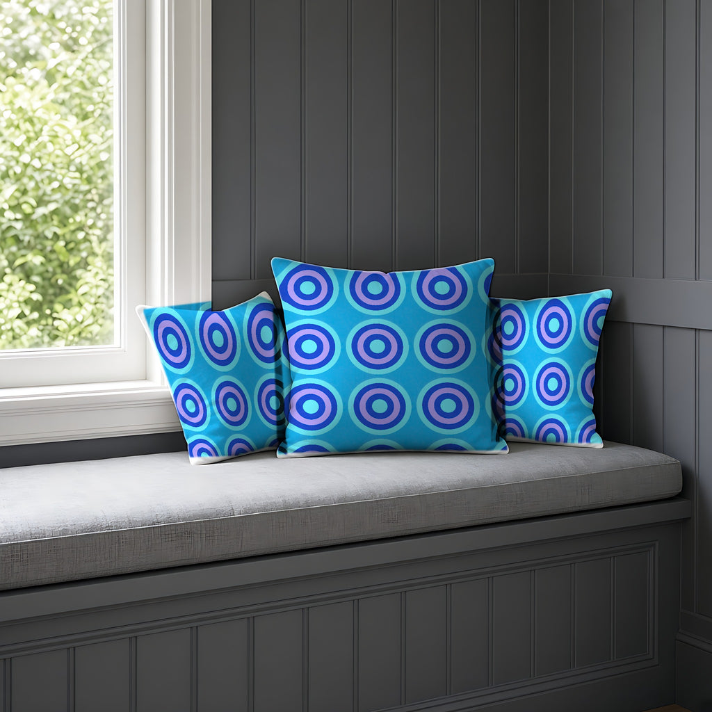 Mega Ring Grid Faux Suede Cushion on a window seat