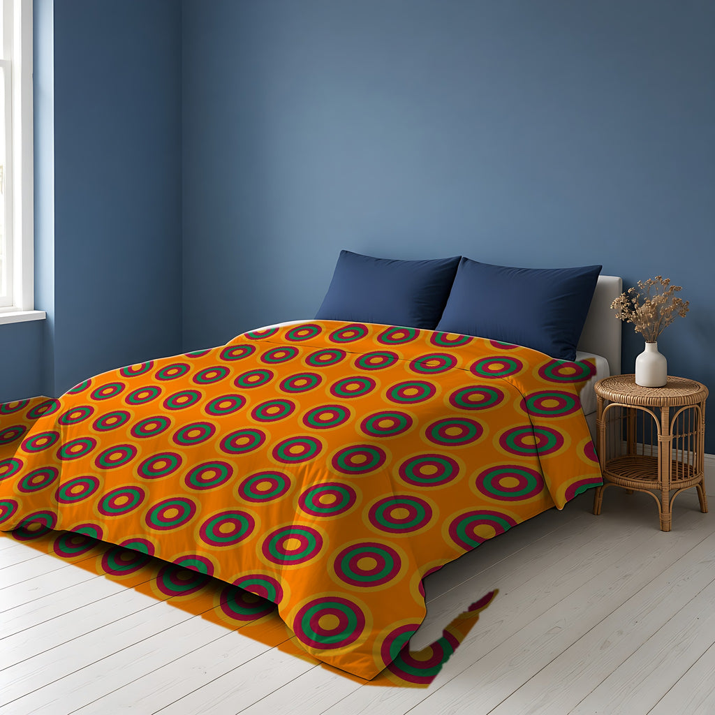 Mega Ring Grid Comforter on a bed in a Scandinavian blue bedroom