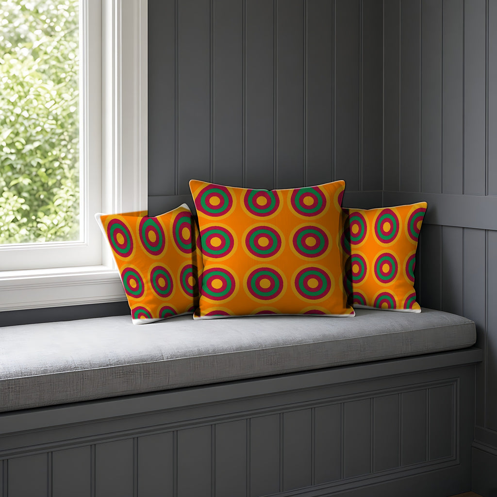 Mega Ring Grid Faux Suede Cushion on a window seat