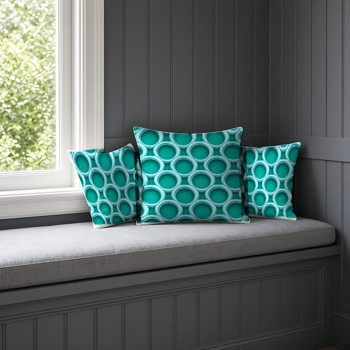 Big Ring Weave Faux Suede Cushion on a window seat