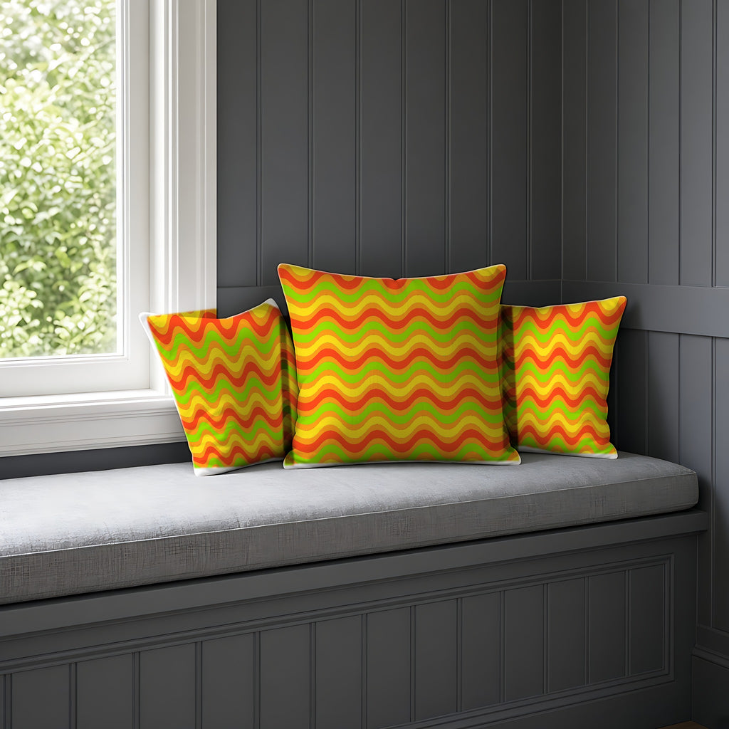 Wide Wave Interference Faux Suede Cushion on a window seat