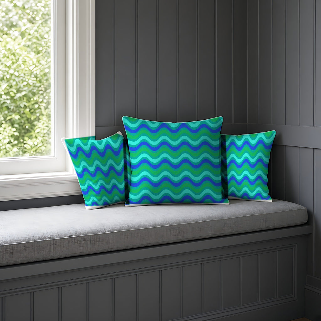 Wide Wave Interference Faux Suede Cushion on a window seat