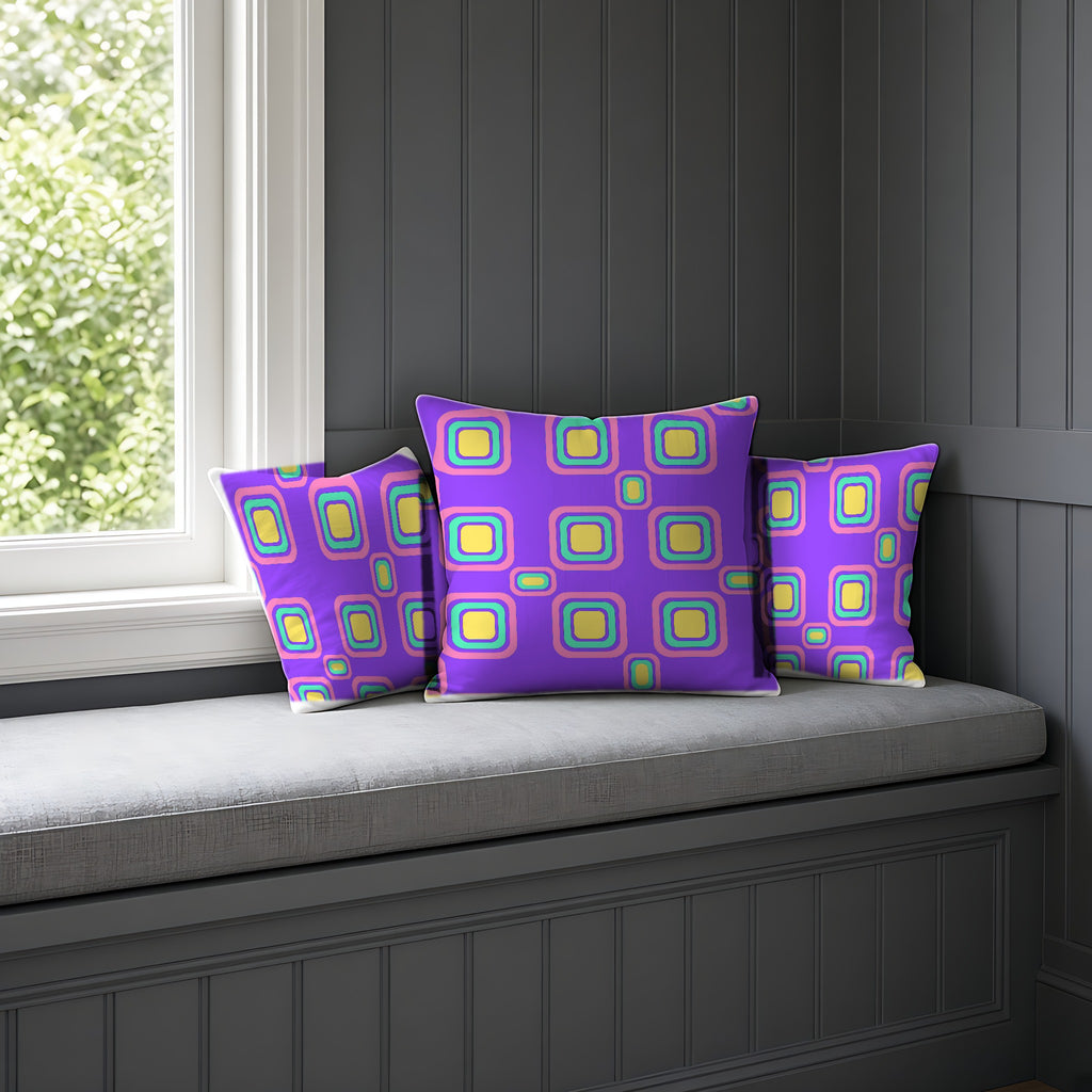 Big Ripple Squares Faux Suede Cushion on a window seat