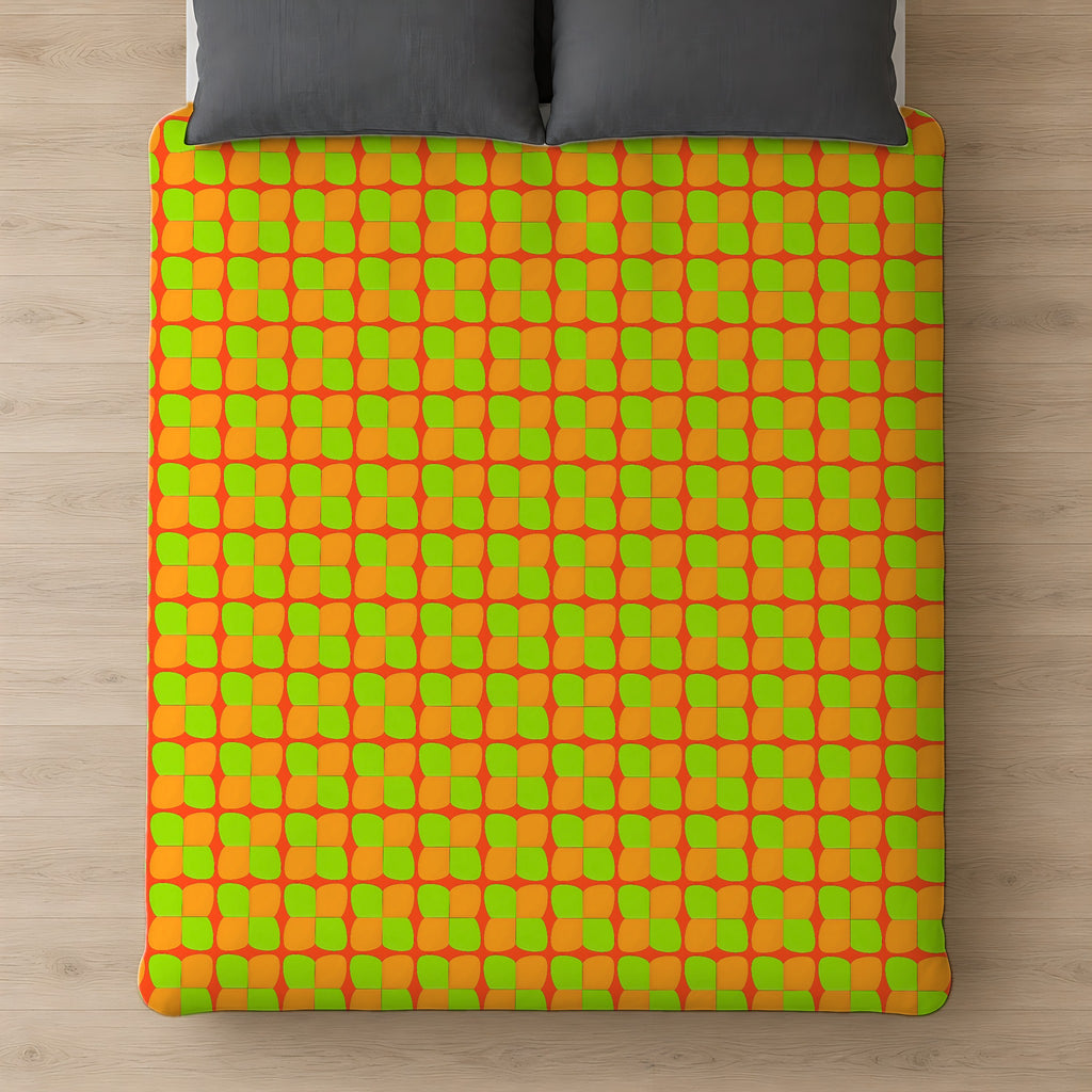 Bold Bulge Checker Comforter on a bed, seen from above